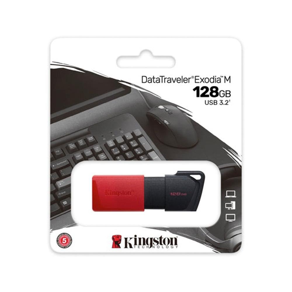 PENDRIVE 128GB DTXM/128GB PRETO/VERMELHO USB 3.2 3.0 2.0 KINGSTON