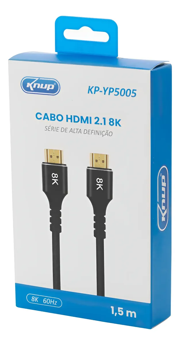 CABO HDMI 2.1 8K ULTRA HD 1.5M 19 PINOS +1 TERRA KNUP KP-YP5005