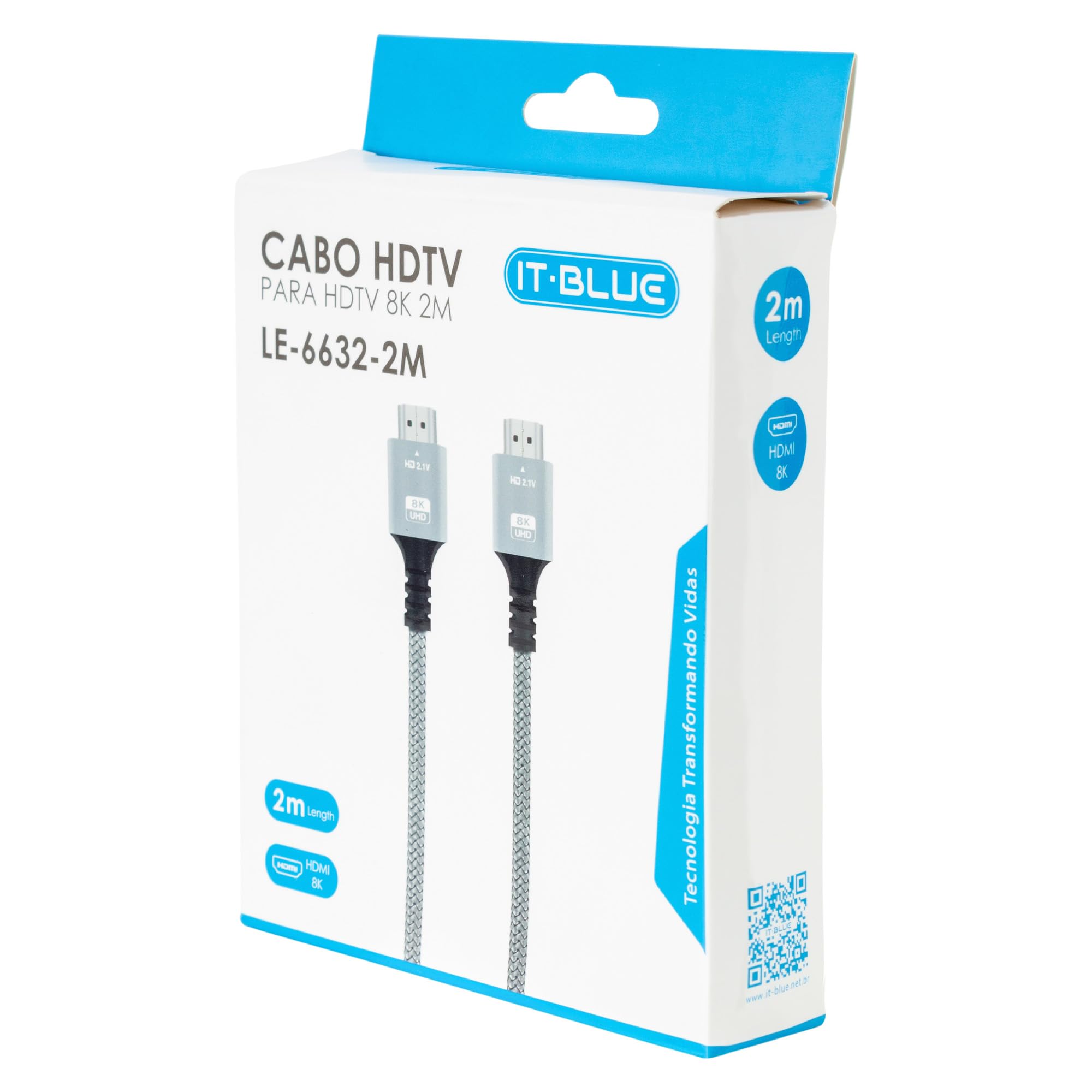 CABO HDMI 2.1 8K ULTRA HD 2M 19 PINOS +1 TERRA LE-6632-2M IT-BLUE