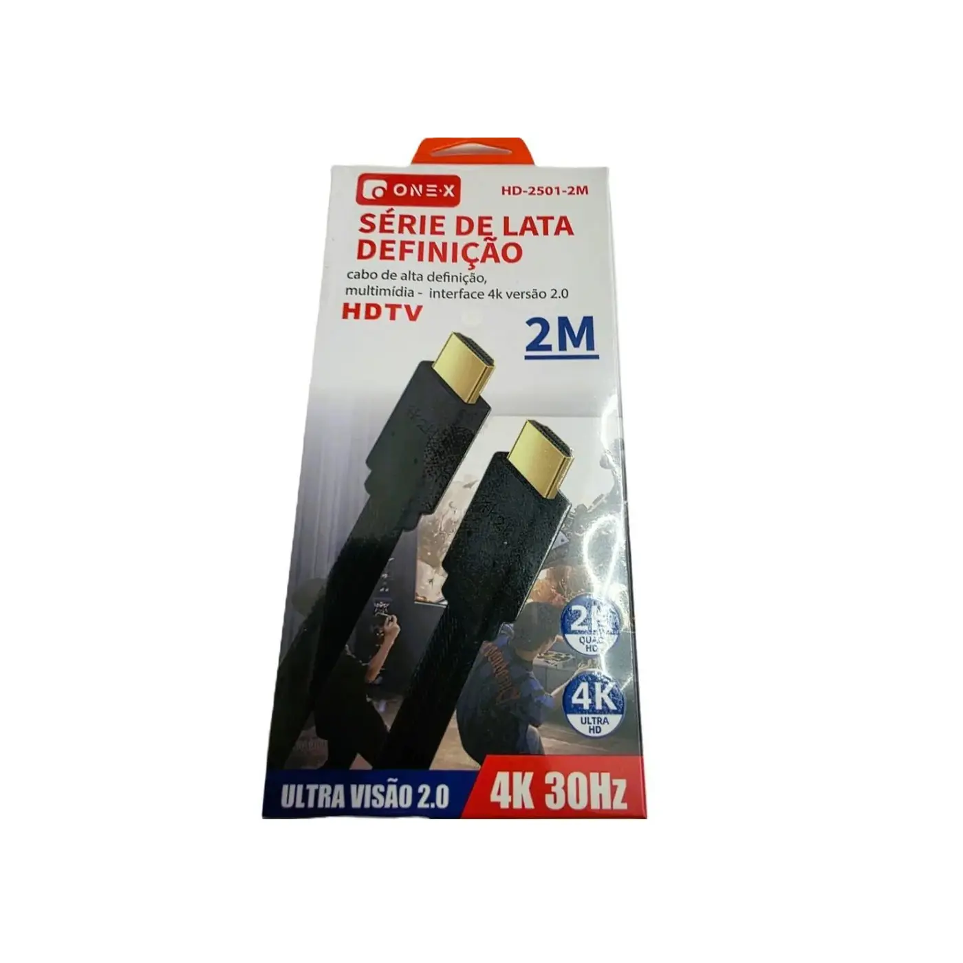 CABO HDMI 2.0 4K 2M ULTRA HD 19P FLAT REVESTIDO ONE-X HD-2501-2M