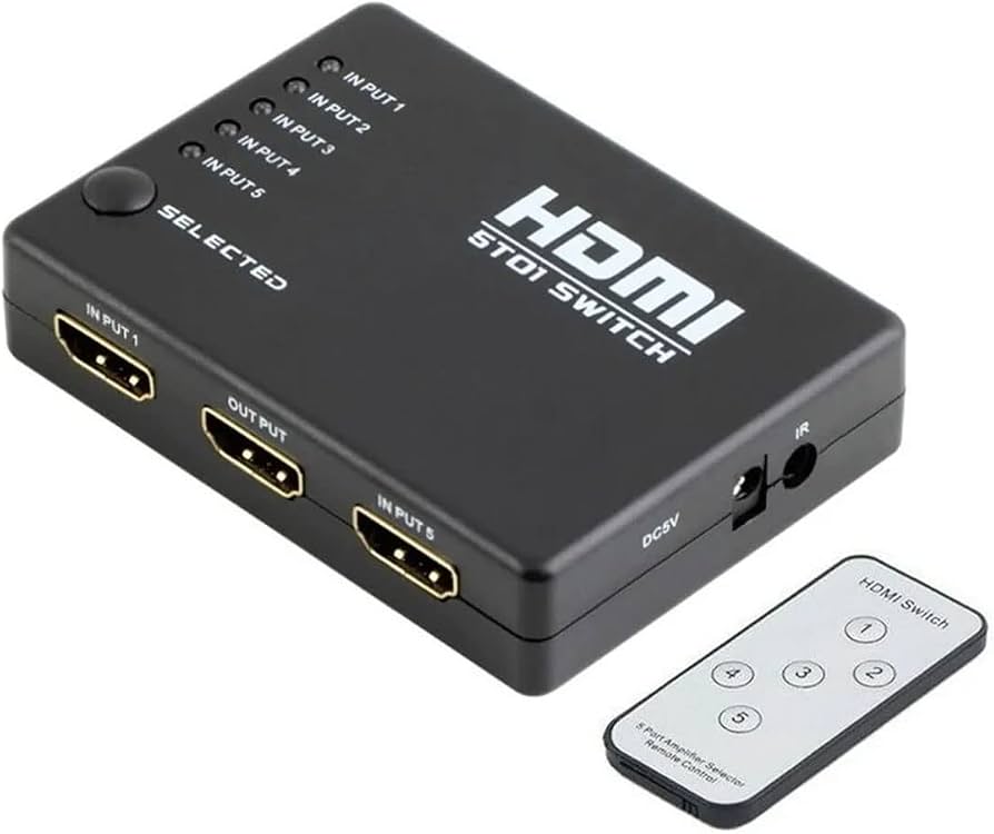 HUB SWITCH HDMI 5 PORTAS HW-501 C/ CONTROLE S/ FONTE 5V