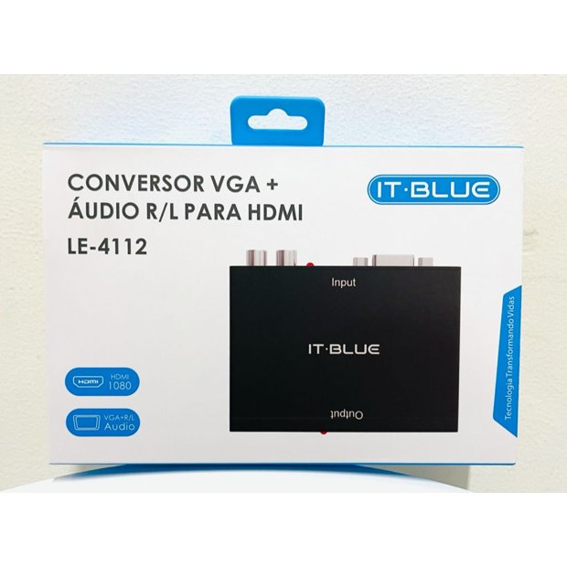 CONVERSOR VGA + RL FEMEA P/ HDMI FEMEA C/ AUDIO 5V MOD1 LE-4112