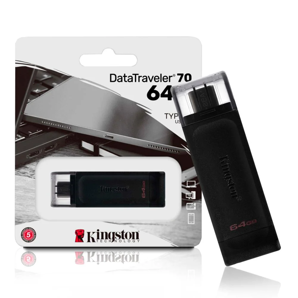 PENDRIVE 64GB DT70/64GB PRETO TIPO-C 3.2 KINGSTON