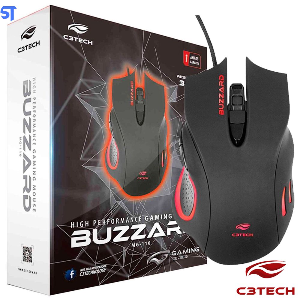 MOUSE C3TECH GAMER BUZZARD MG-110BK PRETO