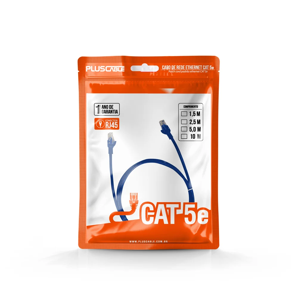 CABO DE REDE PATCH CORD CAT5E 2.5 METROS CAT5E25BL PLUS CABLE