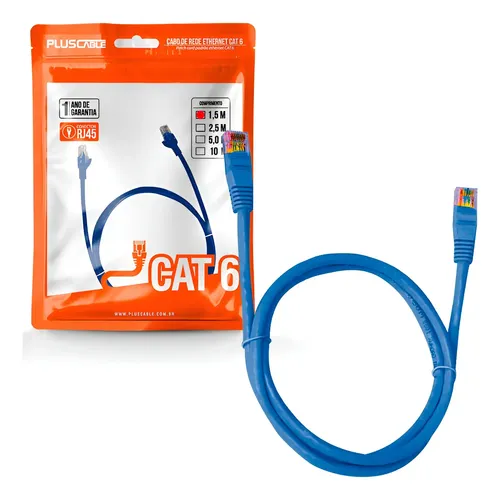 CABO DE REDE PATCH CORD CAT6 1.5M PC-ETH6U15BL PLUS CABLE