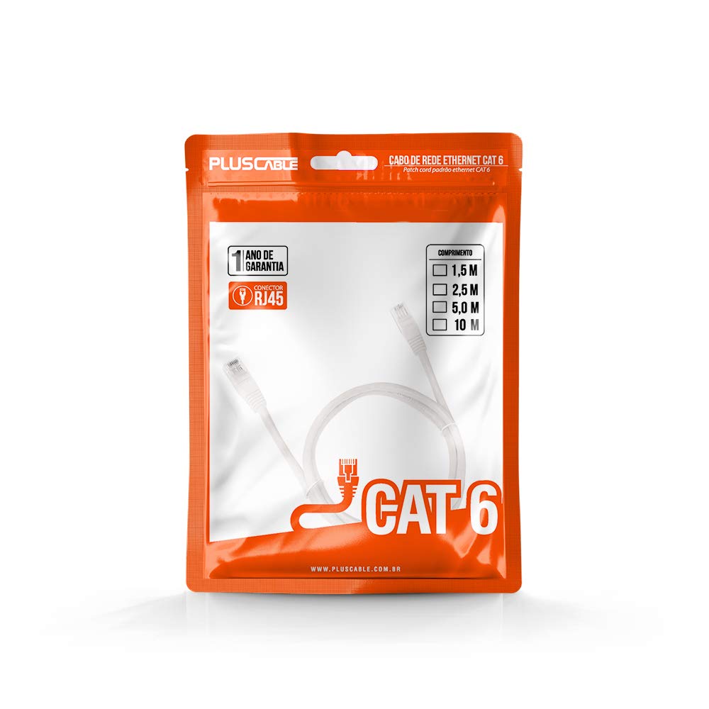 CABO DE REDE PATCH CORD CAT6 1.5M PC-ETH6U15WH PLUS CABLE