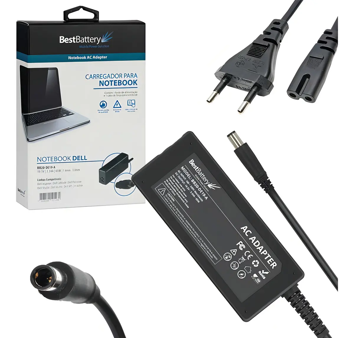CARREGADOR NOTEBOOK DELL 7.4MM X 5.0MM 19.5V 3.34A 65W BB20-DE19-ABESTBATTERY