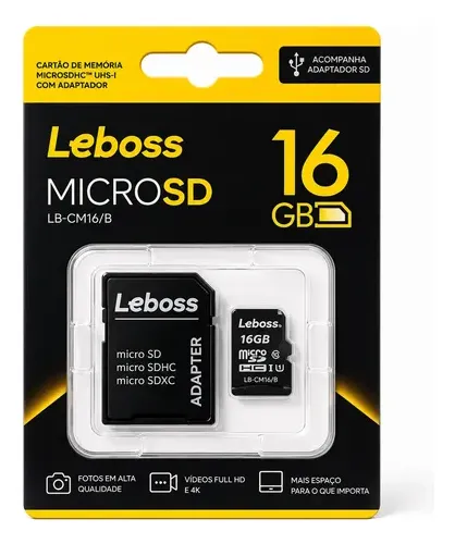 CARTÃO DE MEMÓRIA 16GB C/ KIT ADAPTADOR LB-CM16 LEBOSS