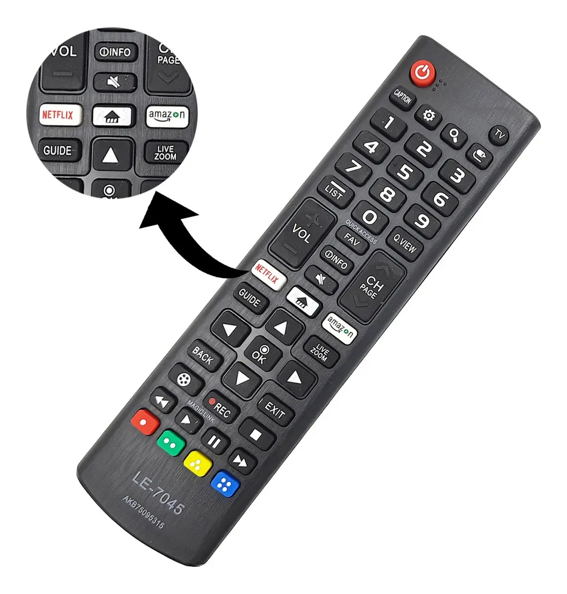 CONTROLE REMOTO TV LG SMART LED/LCD NETFLIX LE-7045 / CNN 8035 / A8204