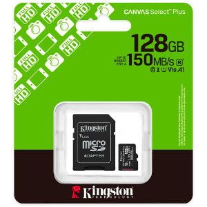 CARTÃO DE MEMÓRIA 128GB CLASS10 CANVAS SELECT PLUS C10 U1 V10 A1 SDCS3/128GB 150MBS KINGSTON