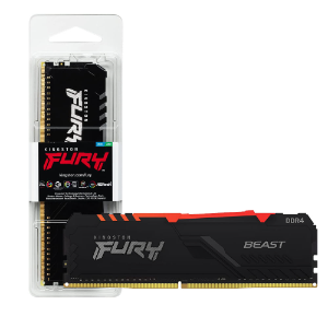 MEMORIA RAM PC 8GB 3600MHZ DDR4 PRETO C/LED RGB - KF436C17BBA/8 HYPERX FURY KINGSTON