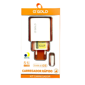 CARREGADOR RAPIDO 5.1A COM CABO IOS CA36-2 A'GOLD