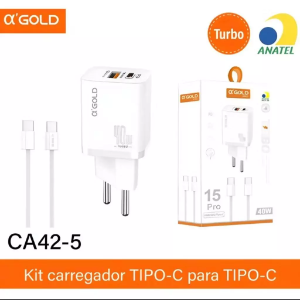 CARREGADOR RAPIDO 40W COM CABO USB-C CA42-5 A'GOLD