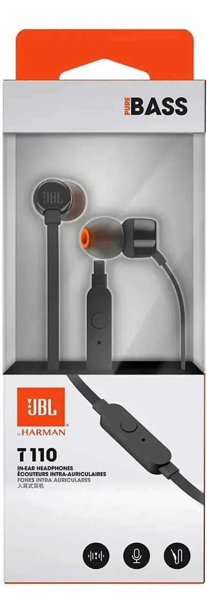 FONE DE OUVIDO AURICULAR HARMAN T110 JBL PRETO ORIGINAL
