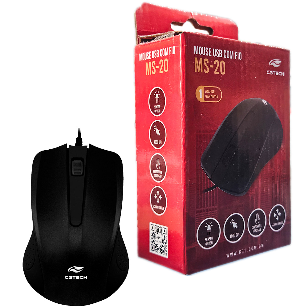 MOUSE USB OPTICO PRETO MS-20BKC3 TECH