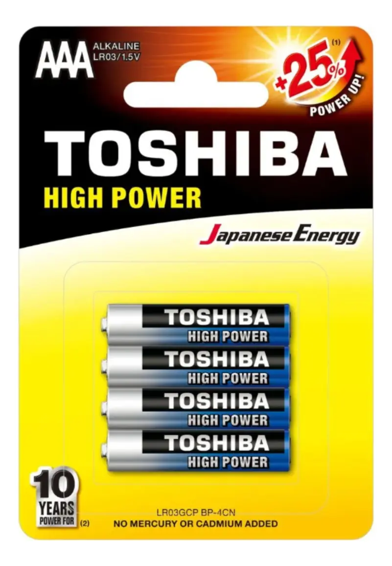 PILHA ALCALINA TOSHIBA AAA LR03GCP BP-4CBH 1.5V BLISTER C/4UN