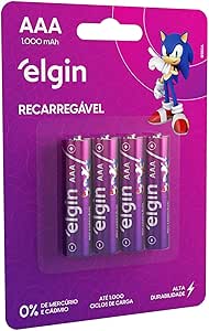 PILHA RECARREGAVEL AAA 1000MAH 4 UNID 82171 ELGIN