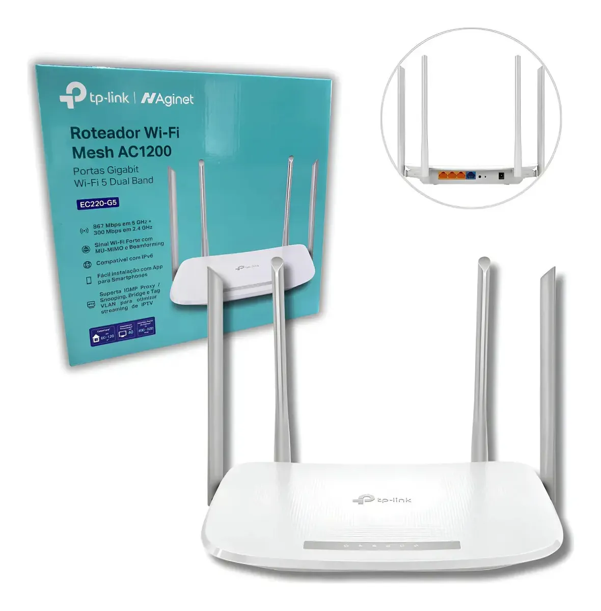 ROTEADOR WIRELESS DUAL BAND AC1200 GIGABIT EC220-G5 PRESET TP-LINK