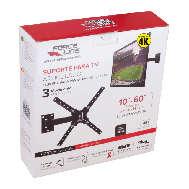 SUPORTE ARTICULAR 3 MOV. DE TV 10" A 60" 0110200007 FORCE LINE