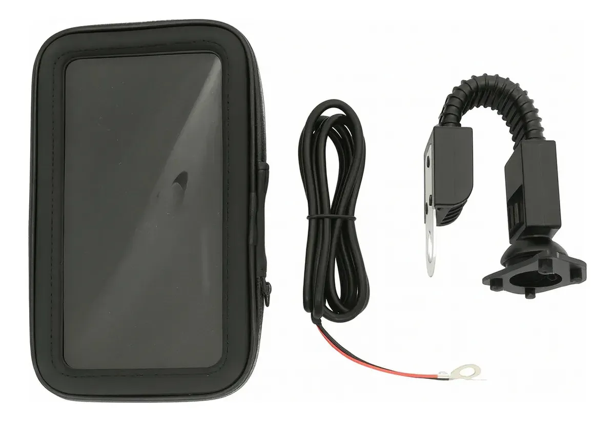 SUPORTE DE CELULAR PARA MOTO COM CARREGADOR USB KA-C020 KAPBOM