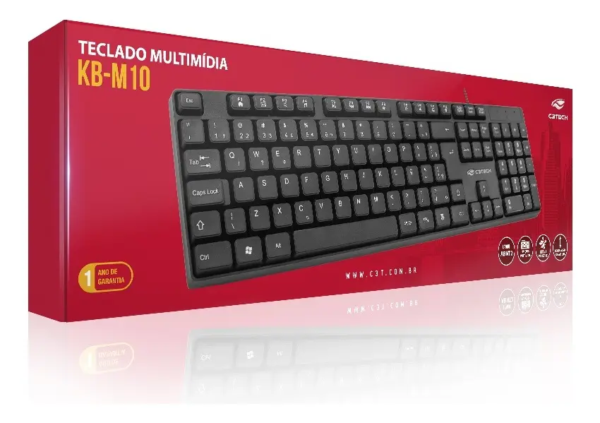 TECLADO USB MULTIMIDIA KB-M10BK - C3TECH
