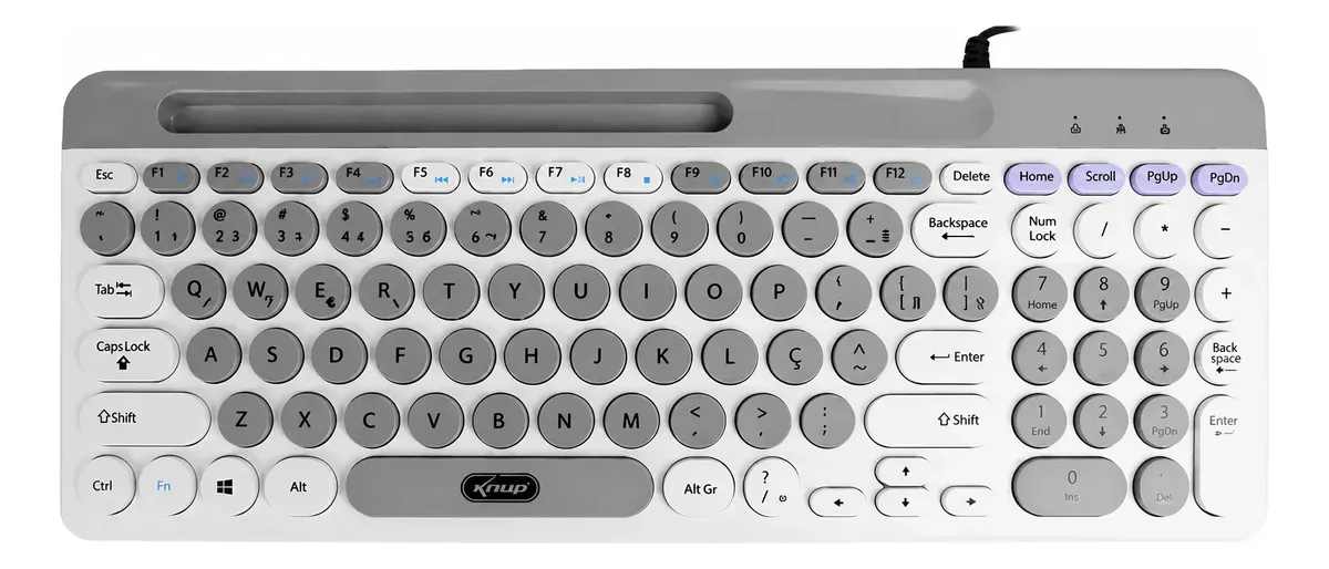 TECLADO USB TECLAS REDONDAS MULTIMIDIA SLOT P/CELULAR KNUP TE126